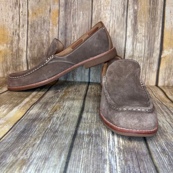 UGG Mens Tan Leather Loafers Quiet Luxury Minimalist Neutral Sz 11 - Picture 1 of 9
